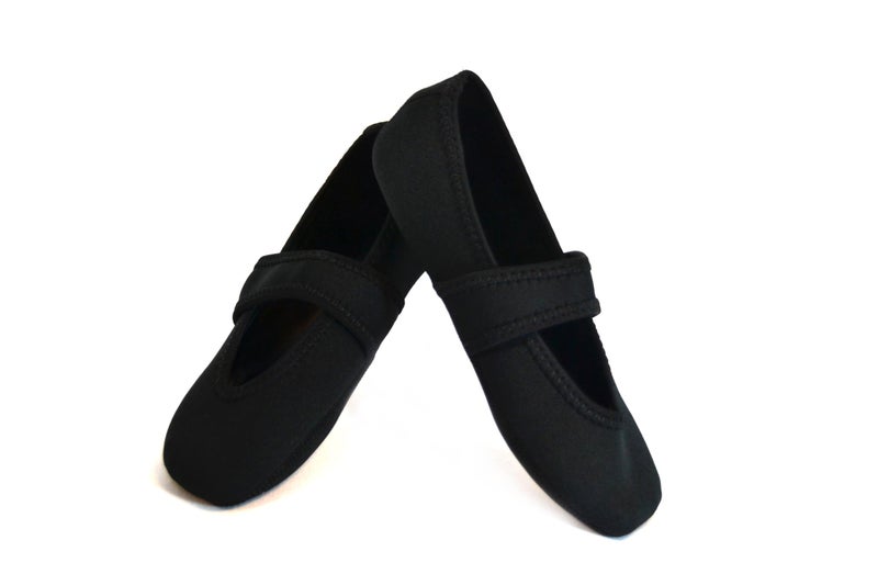 Nufoot Betsy Lou Fuzzies Women's Slippers, Foldable, Flexible Flats, Slipper Socks, Travel Slipper, Yoga Socks, House Shoes, Indoor Shoes, Black, X-Large - Image 1